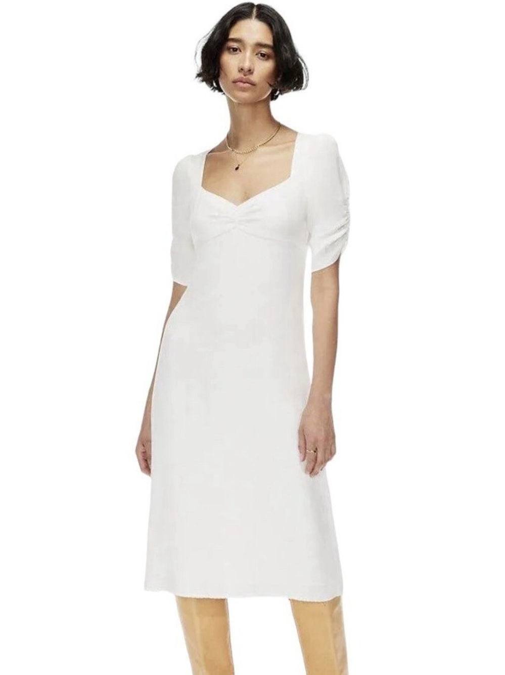 Aritzia Wilfred Baudelaire White Milkmaid Midi Dress